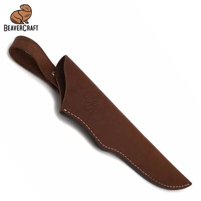 BeaverCraft BSH1 Dune Ceviz Saplı Deri Kılıflı Kamp ve Av Bıçağı