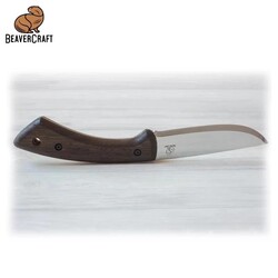 BeaverCraft BSH1 Dune Ceviz Saplı Deri Kılıflı Kamp ve Av Bıçağı - Thumbnail