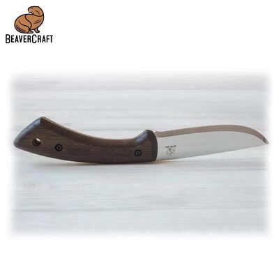 BeaverCraft BSH1 Dune Ceviz Saplı Deri Kılıflı Kamp ve Av Bıçağı