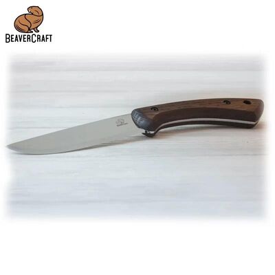BeaverCraft BSH1 Dune Ceviz Saplı Deri Kılıflı Kamp ve Av Bıçağı