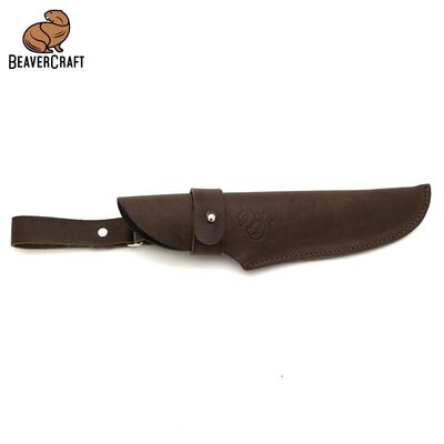 BeaverCraft BSH3 Nightfall Ceviz Saplı Deri Kılıflı Kamp ve Av Bıçağı