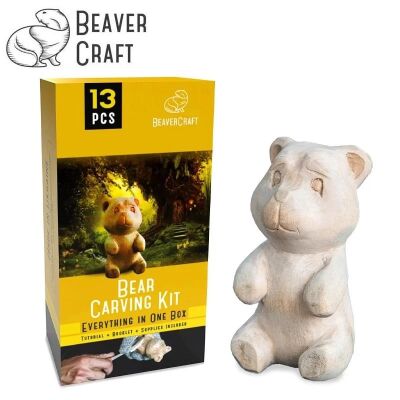 BeaverCraft DIY05 Ahşap Ayı Figürü Oyma Hobi Seti  - 1