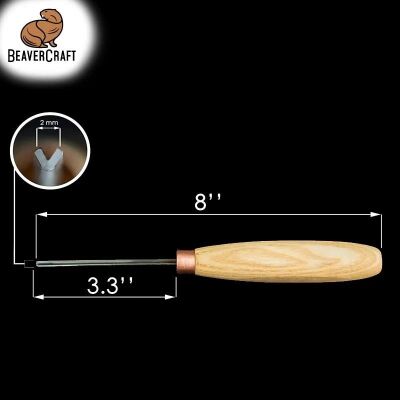 BeaverCraft K12/02 V Ağız 60 Derece Ahşap Oyma Iskarpelası - 8