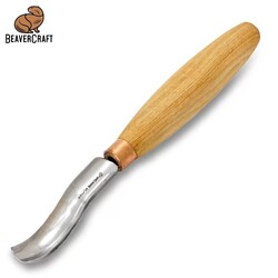 BEAVERCRAFT - BeaverCraft K8A/14 Bükülmüş Sığ Oluklu Kısa Ahşap Oyma Iskarpelası, No 8