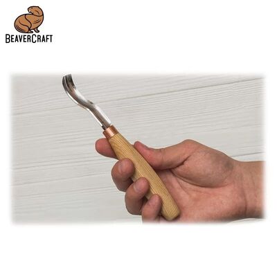 BeaverCraft K8A/14 Bükülmüş Sığ Oluklu Kısa Ahşap Oyma Iskarpelası, No 8