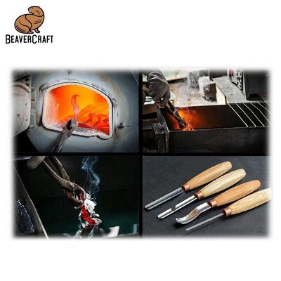 BeaverCraft K8A/14 Bükülmüş Sığ Oluklu Kısa Ahşap Oyma Iskarpelası, No 8