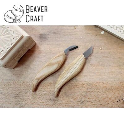 BeaverCraft S04 Geometrik Ahşap Oyma Bıçağı Seti, 4 Parça