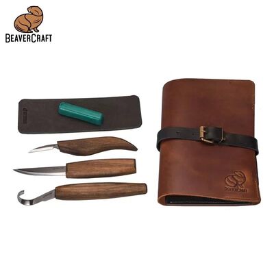 BeaverCraft S13X Premium Ceviz Saplı Ahşap Kaşık Oyma Seti, 6 Parça