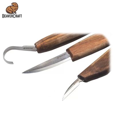 BeaverCraft S13X Premium Ceviz Saplı Ahşap Kaşık Oyma Seti, 6 Parça