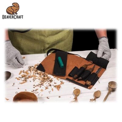 BeaverCraft S13X Premium Ceviz Saplı Ahşap Kaşık Oyma Seti, 6 Parça