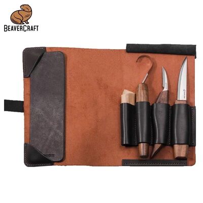 BeaverCraft S13X Premium Ceviz Saplı Ahşap Kaşık Oyma Seti, 6 Parça