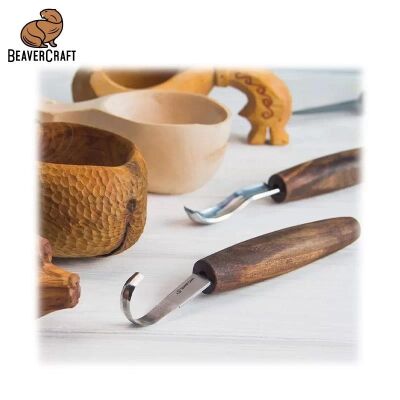 BeaverCraft S14X Premium Ceviz Saplı Ahşap Kaşık Oyma Seti, 6 Parça - 3