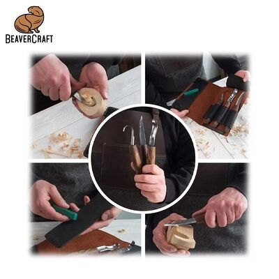 BeaverCraft S14X Premium Ceviz Saplı Ahşap Kaşık Oyma Seti, 6 Parça