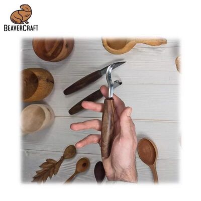 BeaverCraft S14X Premium Ceviz Saplı Ahşap Kaşık Oyma Seti, 6 Parça
