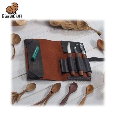 BeaverCraft S14X Premium Ceviz Saplı Ahşap Kaşık Oyma Seti, 6 Parça