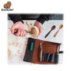 BeaverCraft S14X Premium Ceviz Saplı Ahşap Kaşık Oyma Seti, 6 Parça - Thumbnail