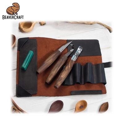 BeaverCraft S14X Premium Ceviz Saplı Ahşap Kaşık Oyma Seti, 6 Parça