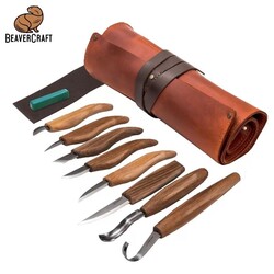 BEAVERCRAFT - BeaverCraft S18X Premium Ceviz Saplı Ahşap Oyma Seti, 11 Parça