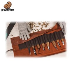 BeaverCraft S18X Premium Ceviz Saplı Ahşap Oyma Seti, 11 Parça - Thumbnail