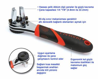 CRESCENT FR28SEU Ayarlanabilir Lokma Anahtarı (200mm)