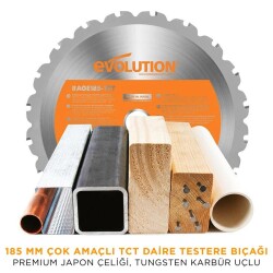 Evolution 027-0003A R185CCSX+ Daire Testere, 185mm - 12