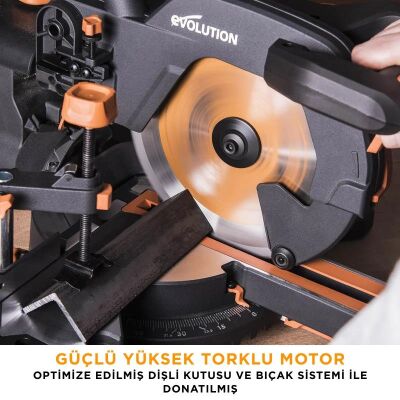Evolution 052-0003A R255SMS+ Kızaklı Gönye Kesme Makinesi, 255mm - 15