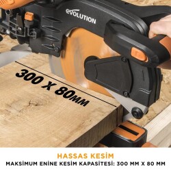 Evolution 052-0003A R255SMS+ Kızaklı Gönye Kesme Makinesi, 255mm - 16