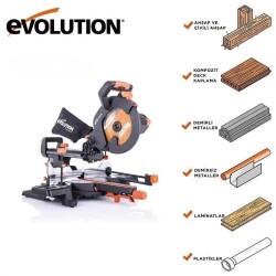 Evolution 052-0003A R255SMS+ Kızaklı Gönye Kesme Makinesi, 255mm - 25