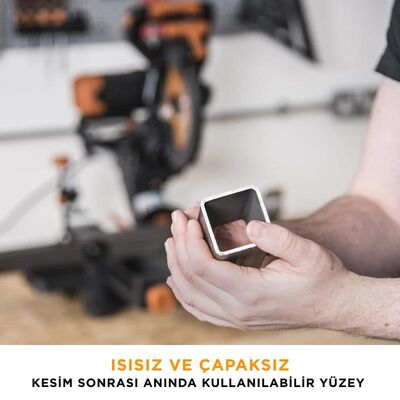 Evolution 053-0003B R255SMS-DB+ Çift Eğimli Kızaklı Bileşik Gönye Kesme Makinesi, 255mm