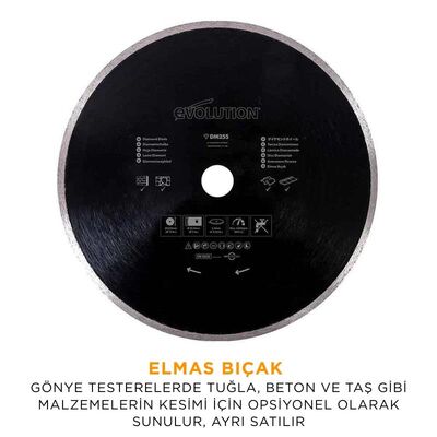 Evolution 053-0003B R255SMS-DB+ Çift Eğimli Kızaklı Bileşik Gönye Kesme Makinesi, 255mm