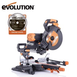 Evolution 053-0003B R255SMS-DB+ Çift Eğimli Kızaklı Bileşik Gönye Kesme Makinesi, 255mm