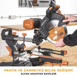 Evolution 053-0003B R255SMS-DB+ Çift Eğimli Kızaklı Bileşik Gönye Kesme Makinesi, 255mm - 5