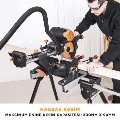 Evolution 053-0003B R255SMS-DB+ Çift Eğimli Kızaklı Bileşik Gönye Kesme Makinesi, 255mm - 8