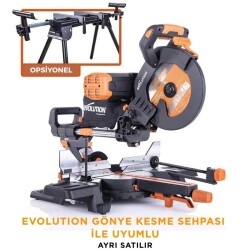 Evolution 053-0003B R255SMS-DB+ Çift Eğimli Kızaklı Bileşik Gönye Kesme Makinesi, 255mm - 9