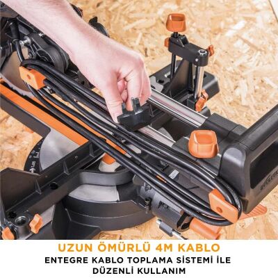 Evolution 053-0003B R255SMS-DB+ Çift Eğimli Kızaklı Bileşik Gönye Kesme Makinesi, 255mm - 10