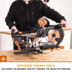 Evolution 053-0003B R255SMS-DB+ Çift Eğimli Kızaklı Bileşik Gönye Kesme Makinesi, 255mm - 11