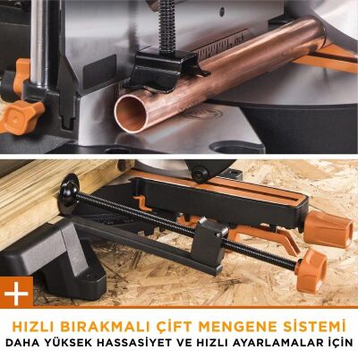 Evolution 053-0003B R255SMS-DB+ Çift Eğimli Kızaklı Bileşik Gönye Kesme Makinesi, 255mm - 17