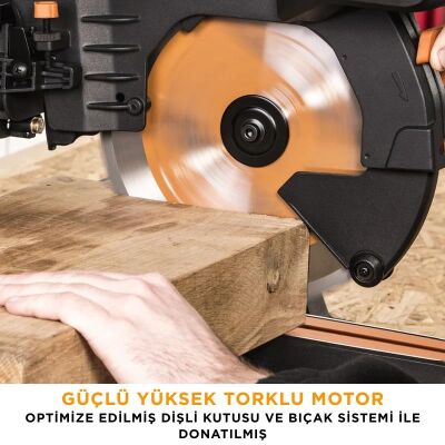 Evolution 053-0003B R255SMS-DB+ Çift Eğimli Kızaklı Bileşik Gönye Kesme Makinesi, 255mm - 19