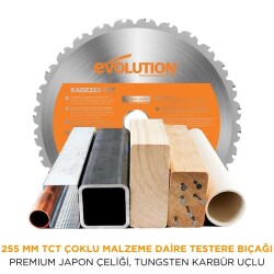 Evolution 119-0013 R255TBL+ Tezgah Testere, 255mm - 12