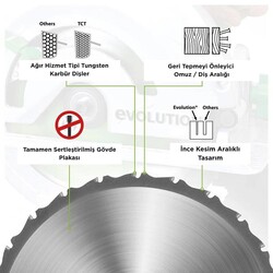 Evolution F185TCT-16CS Çoklu Malzeme için Dairesel Testere Bıçağı, 185mm - Thumbnail