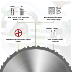Evolution F185TCT-16CS Çoklu Malzeme için Dairesel Testere Bıçağı, 185mm - 3
