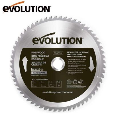 Evolution FW255TCT-60 İnce Ahşap Daire Testere Bıçağı, 255mm - 1