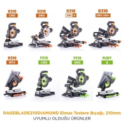 Evolution RAGEBLADE210DIAMOND Elmas Testere Bıçağı, 210mm - 4
