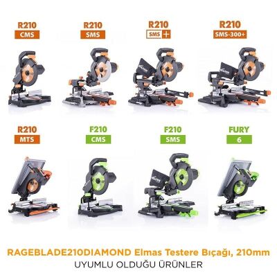 Evolution RAGEBLADE210DIAMOND Elmas Testere Bıçağı, 210mm - 4
