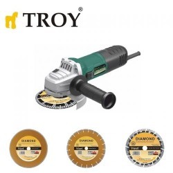 TROY 12127 Devir Ayarlı Avuç Taşlama Ø125mm, 750W + 3 Adet Elmas Kesici Disk - Thumbnail