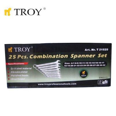 TROY 21525 Kombine Anahtar Takımı - 25 Parça (6-32mm)