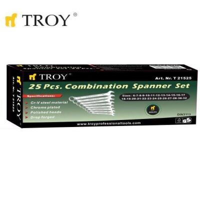 TROY 21525 Kombine Anahtar Takımı - 25 Parça (6-32mm) - 8