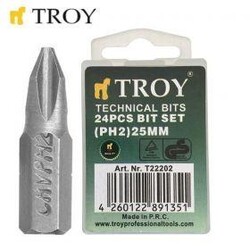 TROY - TROY 22202 Bits Uç Seti (PH2x25mm, 24 Adet)