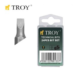 TROY 22208 Bits Uç Seti (Düz 6,0x25mm, 24 adet) - 1