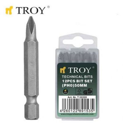 TROY 22223 Bits Uç Seti (PH3x50mm, 12Adet) - 1